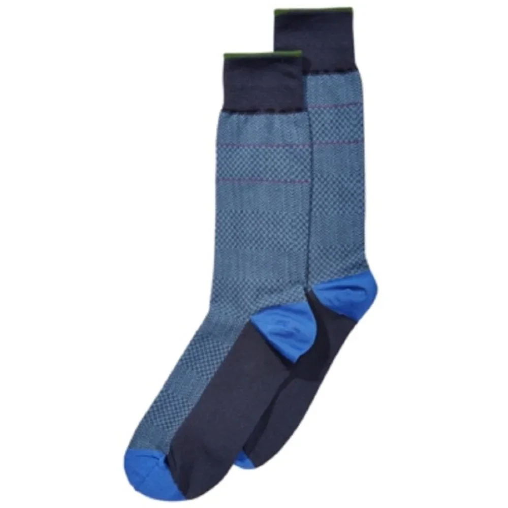 Perry Ellis Lot of 2 Pairs Men's Printed Socks, Shoe Size 7-12